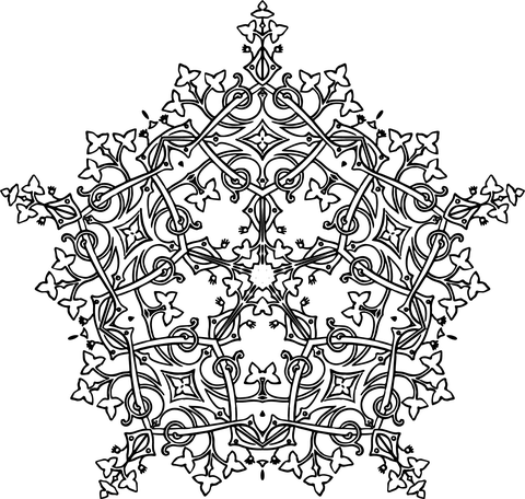 Leafy Geometric Design Coloring Page